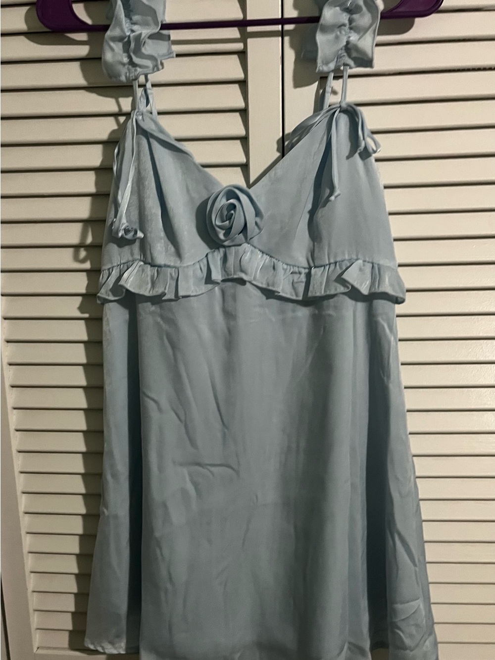 Woman’s Wild Fable Light Blue Ruffled Slip Dress with Rosette XXS